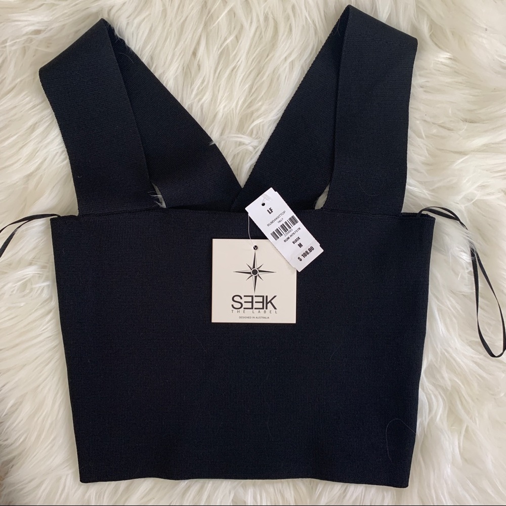 NWT Black Thick Straps Crop Top Tank - Picture 2 of 5